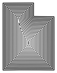 Symbol Map of the State Utah (United States of America) showing the state border buffered inside with black tapering lines