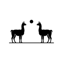 Obraz premium Llama silhouette sitting rest pose clean vector illustration