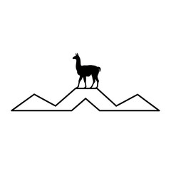 Fototapeta premium Llama silhouette folded landscape single curve vector illustration