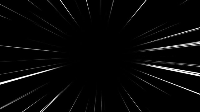 Cartoon concept abstract anime speed line, White speed lines isolated on a black background. Anime comic book effects action speed lines animation, Anime speed line moves attack effect animation.