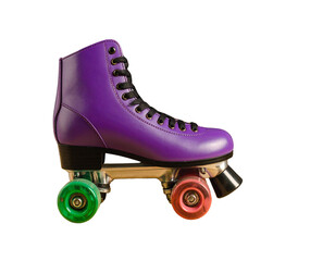 Stylish purple roller skate with vibrant wheels