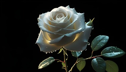 single white rose on black background 