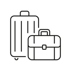 Suitcase And Briefcase Line Icon. Travel And Business Trip Essentials Outline Symbol. Luggage And Professional Gear Representation. Editable Stroke. Isolated Vector Illustration