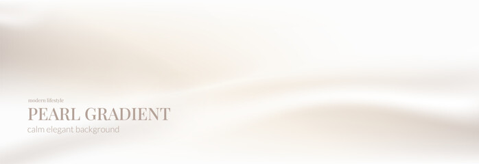 Calm fashion pearl beige gradient. Neutral abstract pastel background. Light brown blending colors with folded waves. Vector soft beige backdrop. Ombre cream blank. Subtle pearl light gradation.