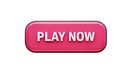 Glossy Pink Play Now Button With White Text On Transparent Background With Subtle 3D Effect
