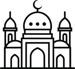 mosque outline vector illustration on white background.