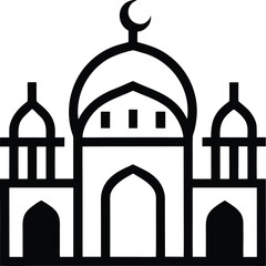 mosque outline vector illustration on white background.