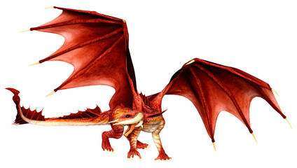 3D Rendering Fairy Tale Dragon on White