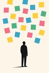 A man stands in front of a wall of colorful sticky notes