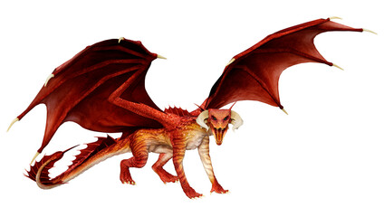 3D Rendering Fairy Tale Dragon on White