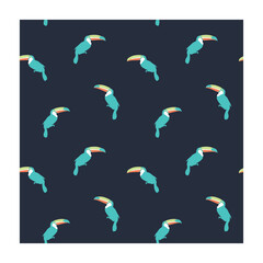 Toucan seamless pattern with tropical birds on dark background © Creativezone