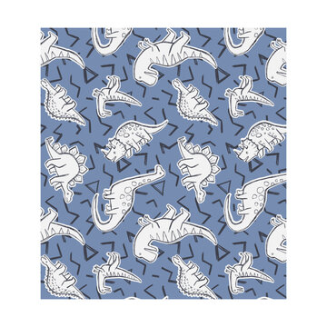 Dinosaur seamless pattern with cute cartoons on blue background