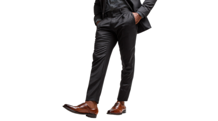 Confident businessman standing in a suit, full body isolated on white background