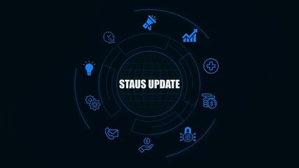 Futuristic Staus Update Dashboard Interface Digital Data Analytics HUD, Tech Performance Panel, Internet & Network Concept, 4K Video. - Powered by Adobe