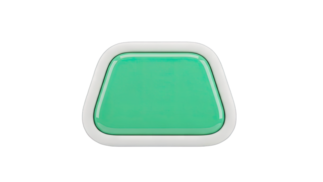 Glossy Teal Green Button With White Border on Transparent Background Ideal for Web Design and User Interface Elements - Powered by Adobe