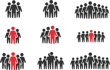 Leadership and teamwork concept with human figures