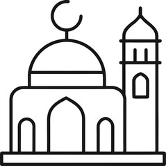 mosque outline vector illustration on white background.