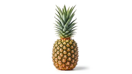 Fototapeta premium Fresh ripe pineapple tropical fruit for food packaging and healthy eating, isolated on whi
