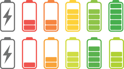Battery level indicators showing charging status