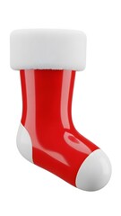 Red and white Christmas stocking for holiday decoration and winter celebration, isolated o