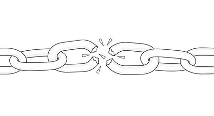 Fragmented metallic chain symbolizing disconnection, severance, and the strength to break free