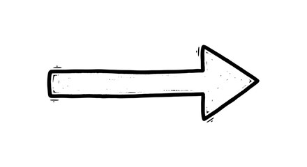 Hand-drawn arrow with textured strokes indicating direction on a clean white background
