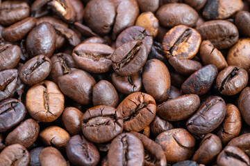Closeup on coffee bean textures and details, Highresolution macro imagery highlighting surface imperfections and granular features of coffee beans for visual storytelling