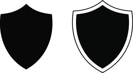 Black shield icon set on white background