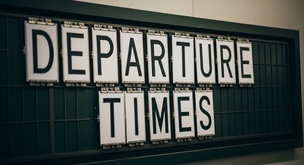 Obraz premium Classic flip board clearly displays departure times signaling travel plans and journey anticipation in a moody transit setting