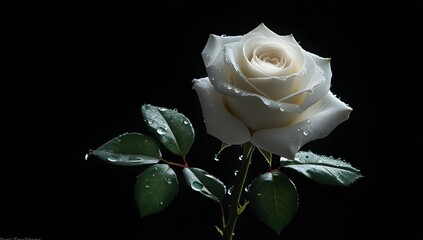 white rose isolated on black
