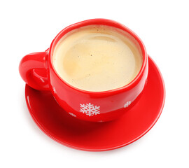 Aromatic coffee in cup isolated on white