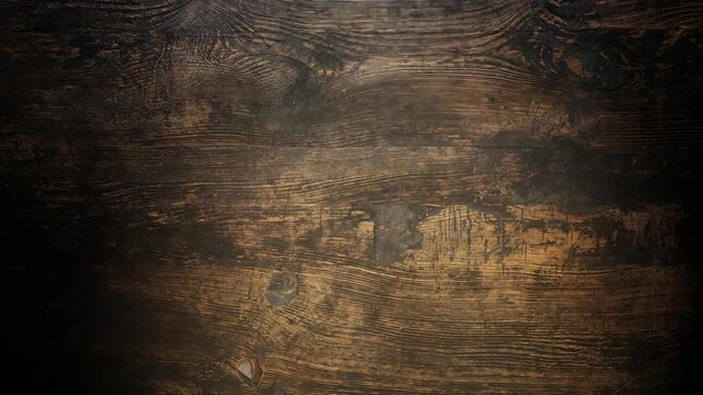 Rustic wooden tabletop background with warm cinematic lighting and copy space