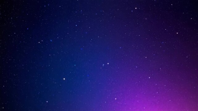 Animated star field with purple gradient nebula background and copy space
