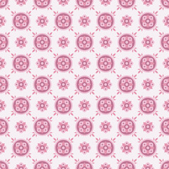 Elegant Ornamental Flower Circle Seamless Pattern in Pink and Purple Color