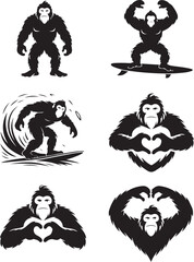 Six black bigfoot mascot logo designs