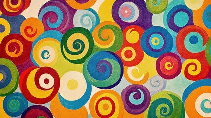 Colorful swirls abstract background painted texture vibrant circles design