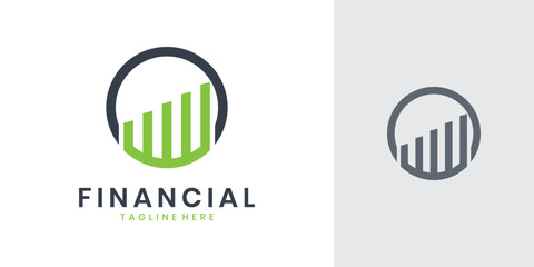 Financial growth bar chart logo with circles