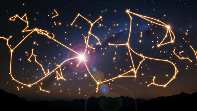 Constellations against a night sky background illustration