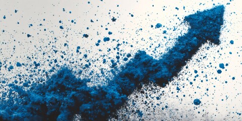 Blue powder forming an upward arrow indicating growth