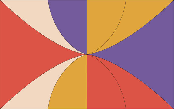 Hyperbola abstract geometric curves with flat design of vintage 70s style shapes