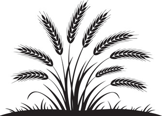 Obraz premium Black silhouette of ripe wheat stalks