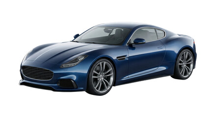 Modern blue sports car isolated on transparent background.