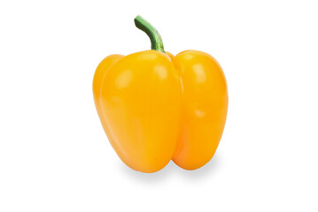 Ripe yellow bell pepper isolated on a transparent background.
