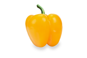 Ripe yellow bell pepper isolated on a transparent background.