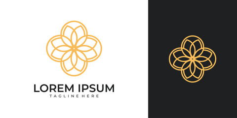 Elegant floral mandala logo with gold line art