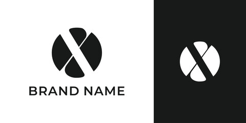 Minimalist X letter logo design in circle shape