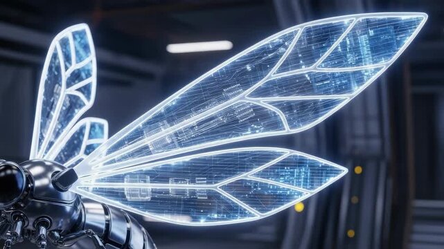 Cybernetic insect wings digital design technological advancement