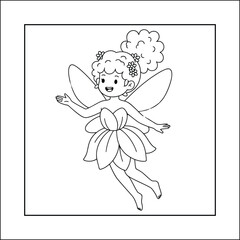 fairy coloring page line art vector 