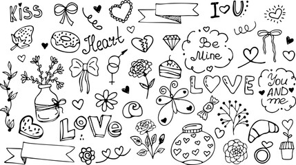 a set of doodle for valentine's day