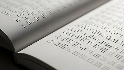 Open Braille Book with Raised Dots on White Pages in Close-up